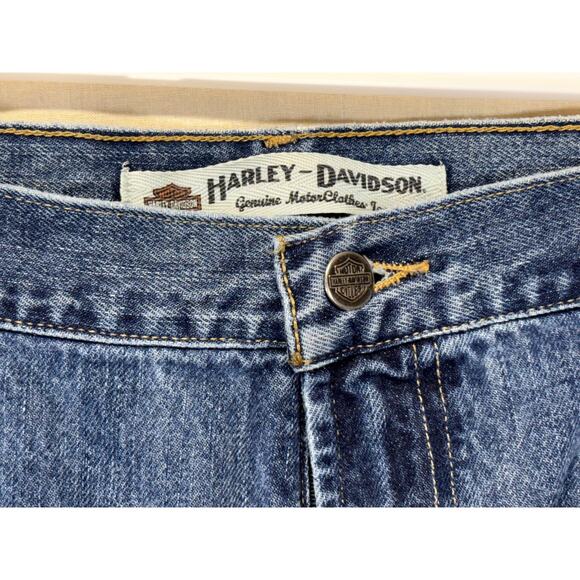 Harley Davidson Men's Original Jeans Denim Blue Dark Wash Straight Leg 42x34 - Picture 7 of 13